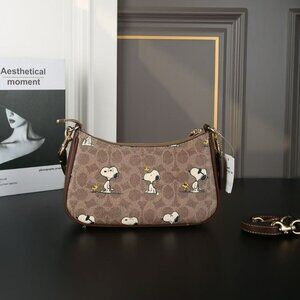 NWT Coach! X Peanuts Teri Shoulder Bag In Signature Canvas